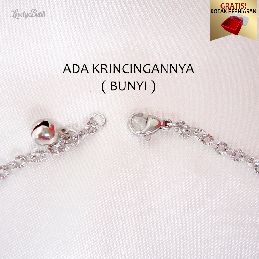 Gelang Kaki Titanium Anti Luntur Silver Model Terbaru Rantai Nori Donat Bola Christ4 - Lovelybutik