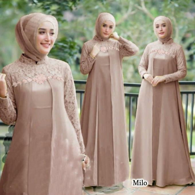 GAMIS BRUKAT LAPIS FURING UKURAN S - XXL BAJU PESTA WANITA MUSLIM