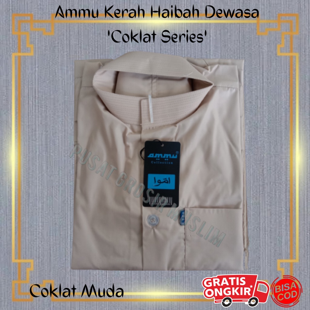 Baju Koko Ammu Haibah Dewasa Coklat Muda Termurah  !!!