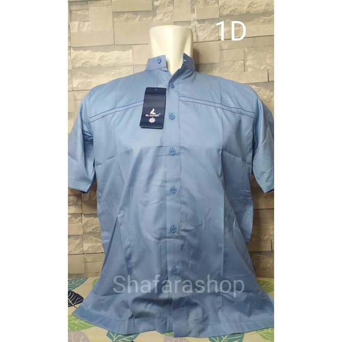 TERBARU Baju Koko AL-LUTHFI Lengan Pendek Warna Light Steel Blue (Biru Muda) /BAJU KOKO PRIA/BAJU KO