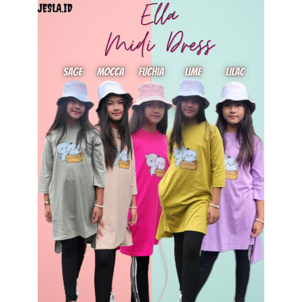 ELLA MIDI DRESS BAHAN KAOS KATUN COMBED 24s MOTIF POLOS APLIKASI SABLON S M L XL XXL MIDI DRESS ANAK TANGGUNG BAJU MIDI DRESS ANAK CASUAL MOTIF POLOS KAOS COMBED ANAK LENGAN PANJANG TERBARU 2023 KEKINIAN