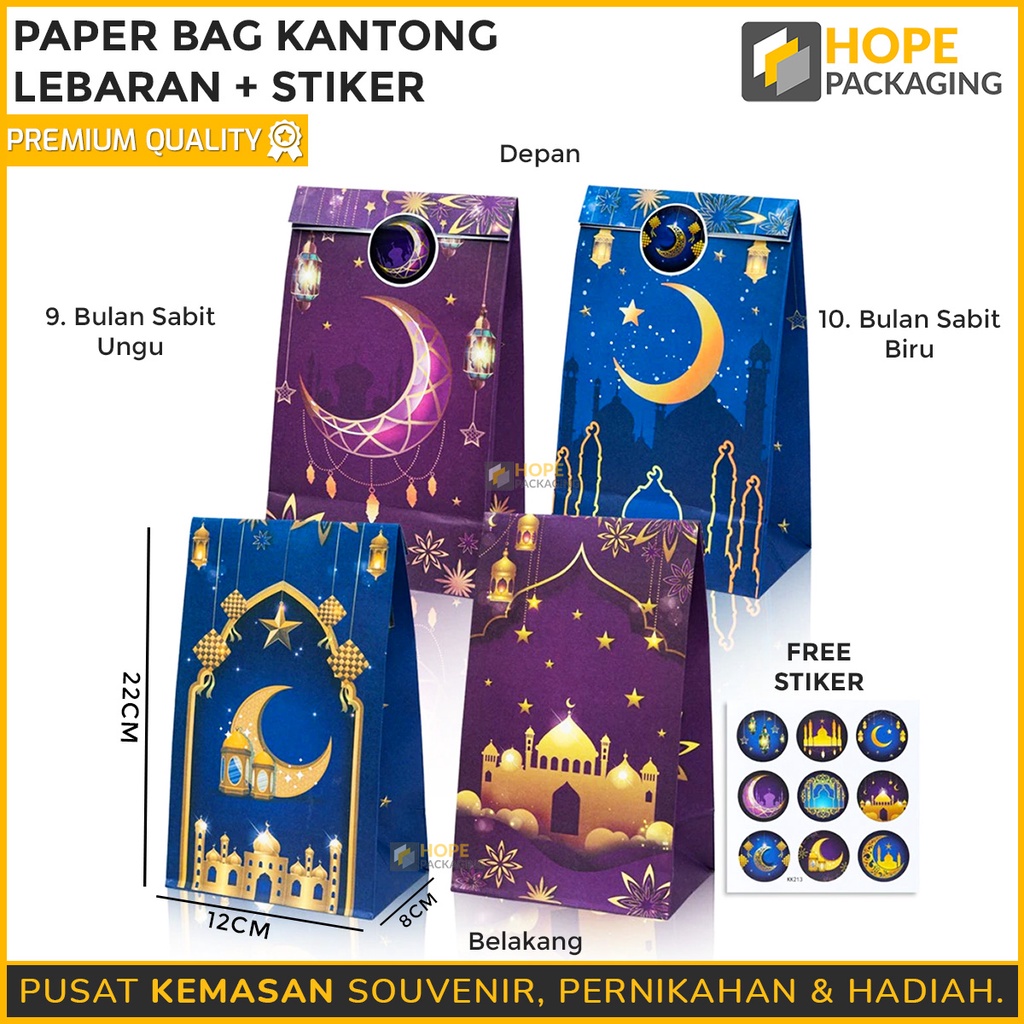 [ISI 5PCS] Paper Bag Edisi Lebaran Plus  Stiker Kantong Parcel paperbag Idul Fitri