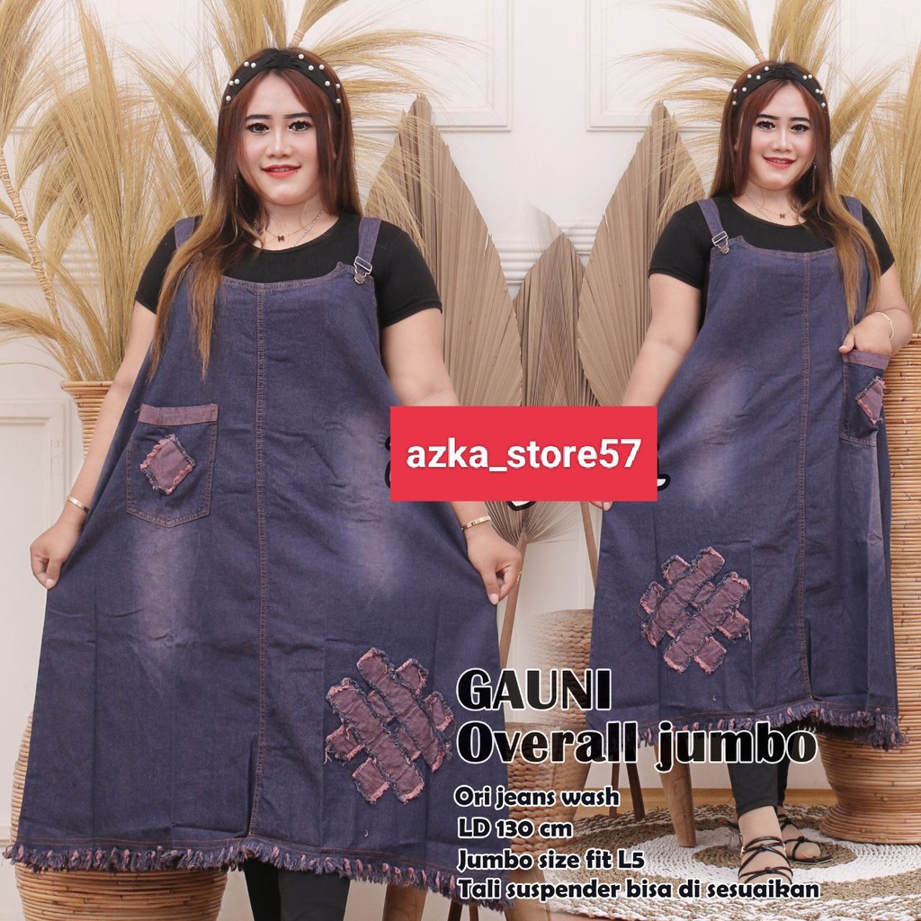 OVERALL JEANS JUMBO CEWEK OVERALL GAUNI JUMBO TERBARU BAJU KODOK