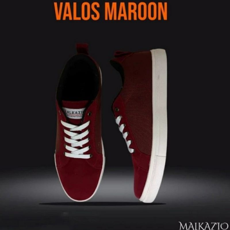 VALOS Maroon Sepatu Kasual Pria Men-504 Sneakers Cowok Kulit Suede 39.44 Sepatu Casual Premium