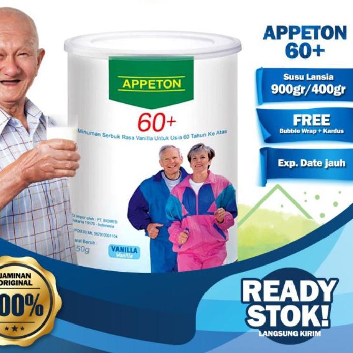 

QC PASS✔️⭐-APPETON 60+ / Susu Lansia / Orang Tua (Vanilla) 400 Gram senior