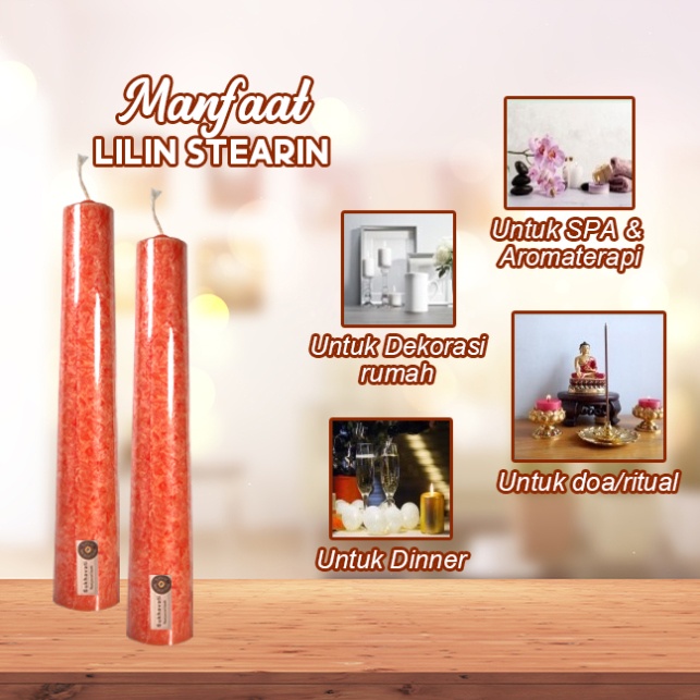 Lilin Orange Stearin Palm Candle Marble Kristal Sukhavati 30 Cm