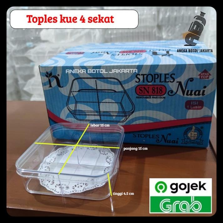 

Toples Nuai Sn 818 Sekat 4 Isi 12 Pcs / Toples Kue / Nastar / Dessert