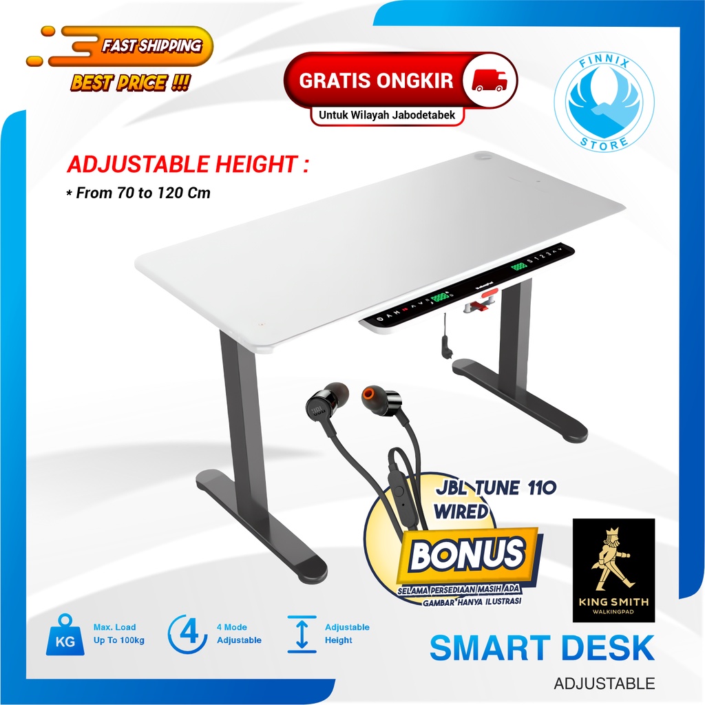 Kingsmith Adjustable Desk Smart Table - Meja Multifunctional