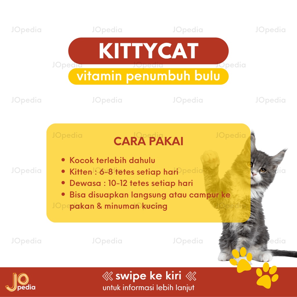 KITTYCAT Vitamin Penumbuh Bulu Kucing Obat Anti Rontok Pelebat Bulu