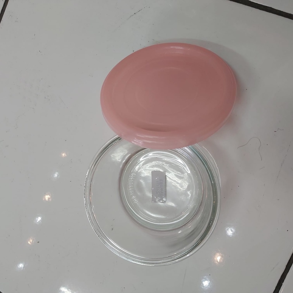 DM - Mangkok Mangkuk Kaca Bulat Tebal + Tutup Plastik 12 cm | Kotak Bekal Lunch Box Tempat Penyimpanan Serbaguna