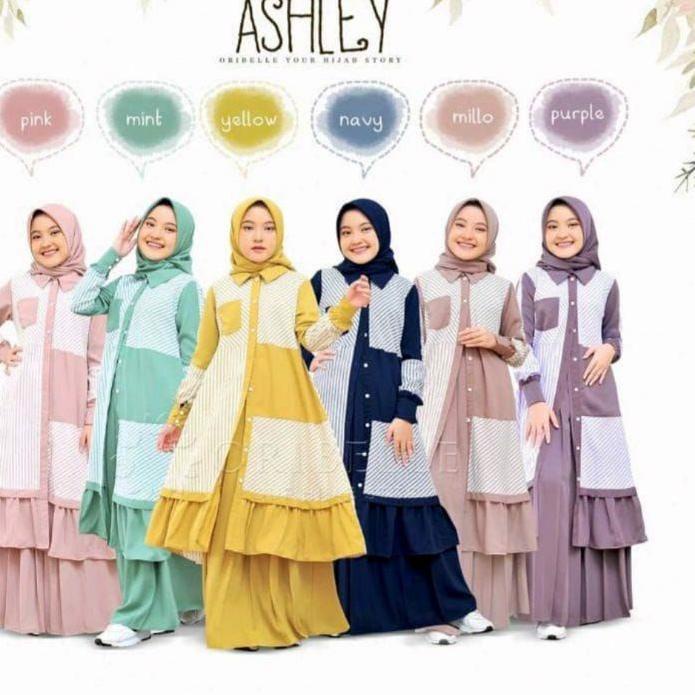 ♫ Ashley Kids Baju Muslim Anak Gamis Anak Perempuan Usia7-13th Baju Muslim Tanggung ♣