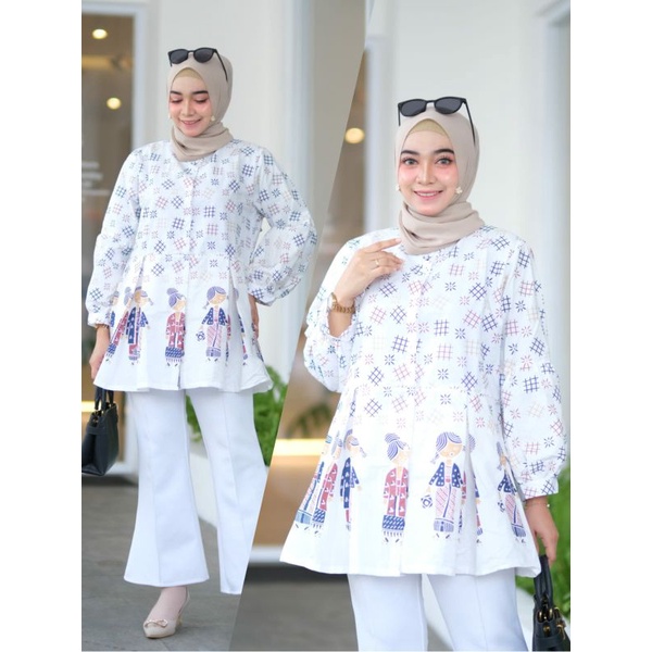 Blouse tejo kancing full bawah/tunik tejo/blouse batik kerja/blouse batik kekinian/tunik batik kerja