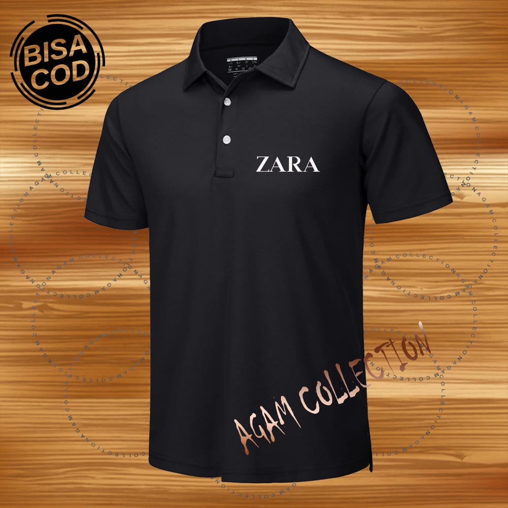 Agam Collection Baju Polo Kerah Distro Z4R4 Text Putih Lengan Pendek Premium Quality