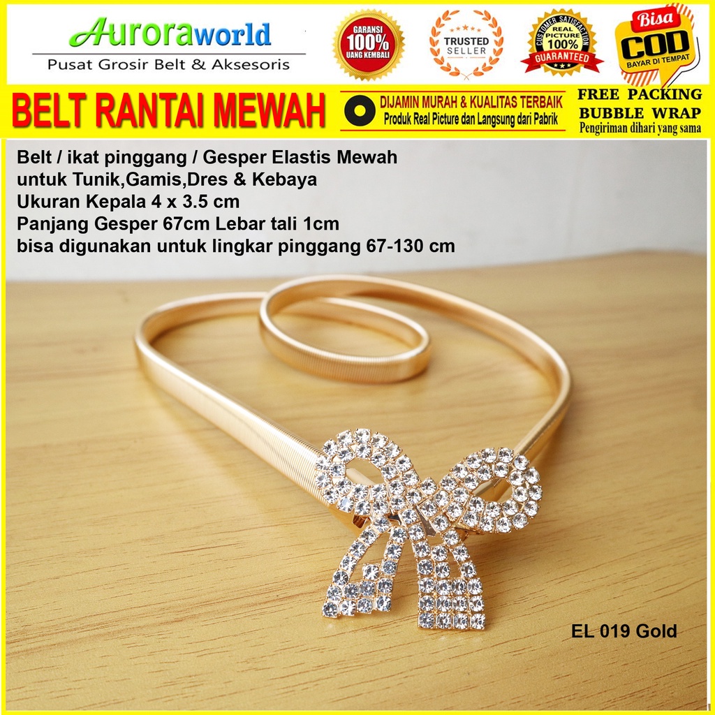 Auroraworld GESPER ELASTIS ikat pinggang elastis BELT WANITA untuk FASHION dress gamis tunik kemeja