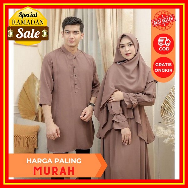 Baju Gamis Couple Muslim Pasangan Cuple Kapelan Keluarga Suami Istri Muslimah Remaja Najwa Caple Kon