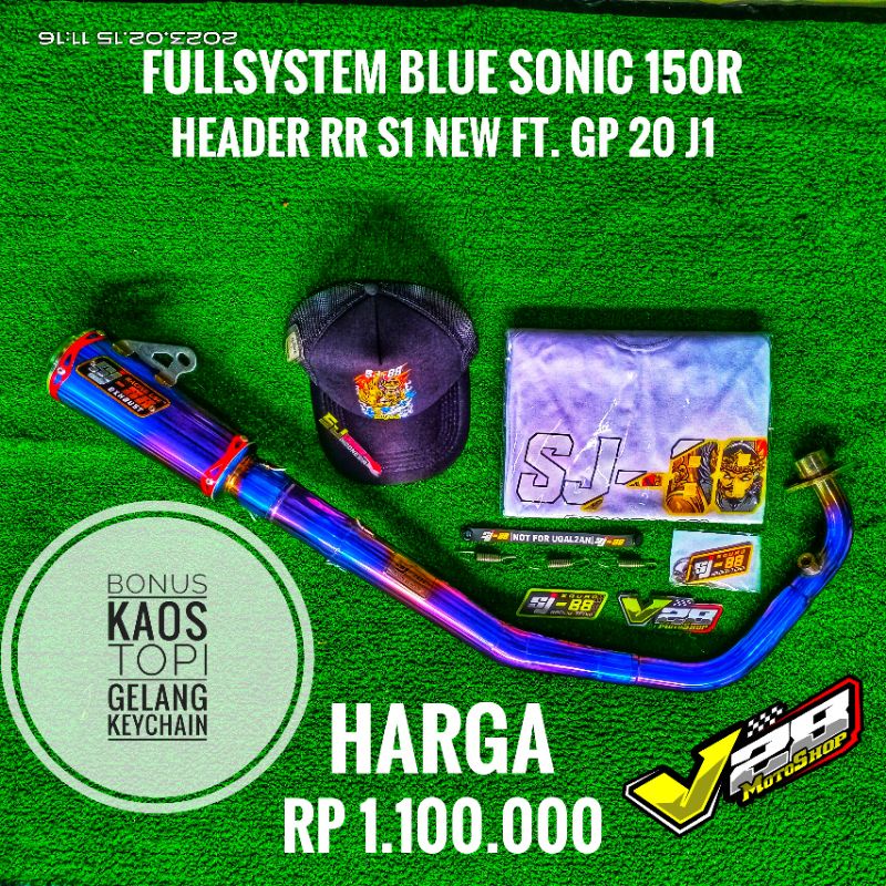 Knalpot Fullsystem SJ-88 Blue Honda Sonic 150R / GTR 150R Wajib Underbone Fullset SJ88 Biru