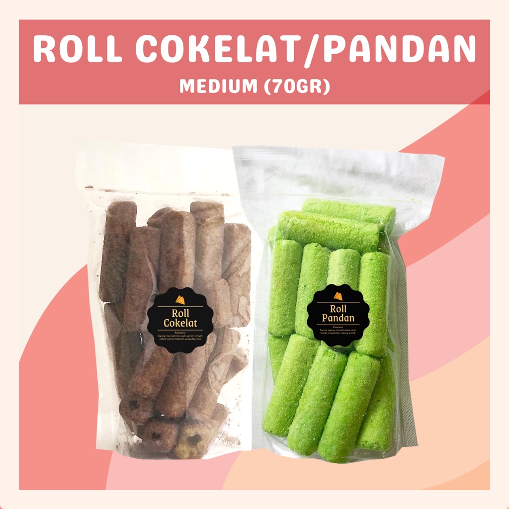 [DELISH SNACKS] Roll Cokelat / Pandan (M) 70gr / Snack Cemilan Camilan Enak Manis