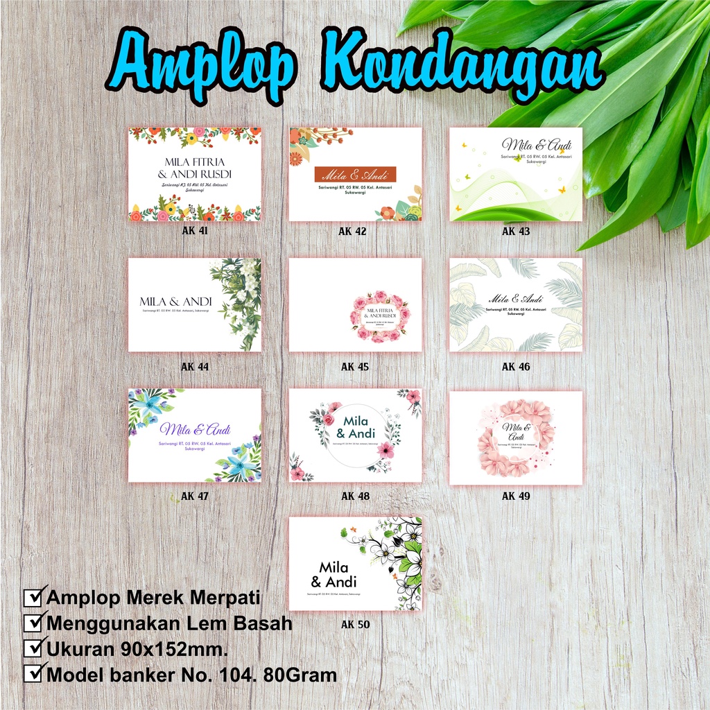

Amplop Kondangan Kostum Free Desain (50 Pcs)