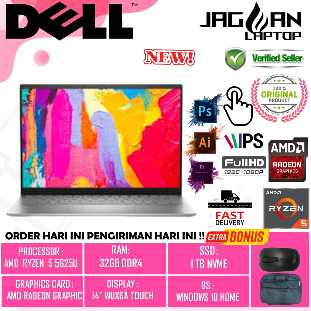 LAPTOP GAMING DELL INSPIRON 14 5425 RYZEN 5 5625U 32GB 1TB 14&quot; WUXGA TOUCH BL FP WIN10HOME SILVER