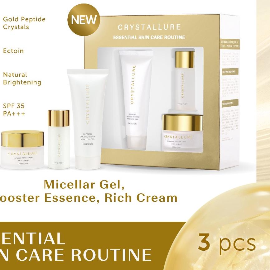 ♤ Crystallure Essential Skin Care Routine - Trial Kit ( Gel, Booster Essence, Rich Cream) ⅍