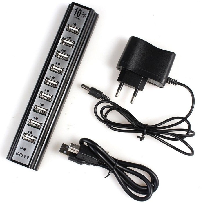 Terlaris Usb Hub 10 Port /Usb Hub 10Port +Adaptor /Usb 2.0 Hub 10 Port +Adaptor