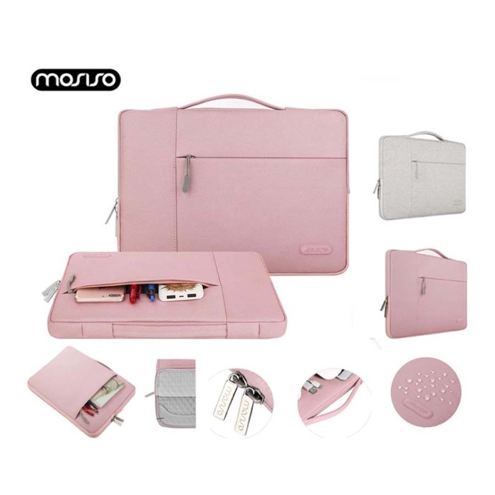 Tas macbook Jinjng Mosiso Handstrap Shockproof pro 15 16 inch pink