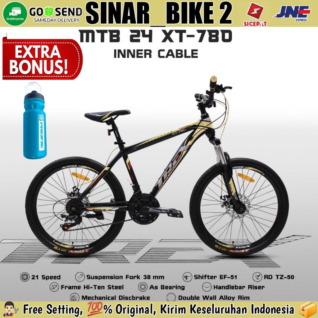 Sepeda Gunung MTB TREX XT-780 Ukuran 24 inch Rem Cakram 21 Speed