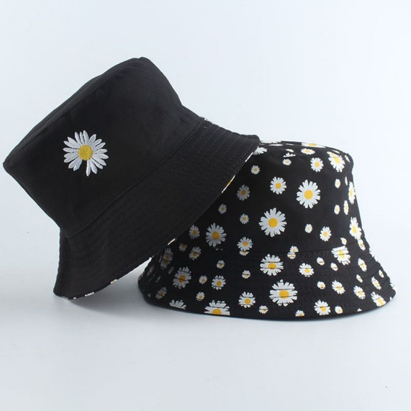 Topi Bucket Anak Bunga Daisy Bolak Balik/ Bordir dan Samblon |Fashion