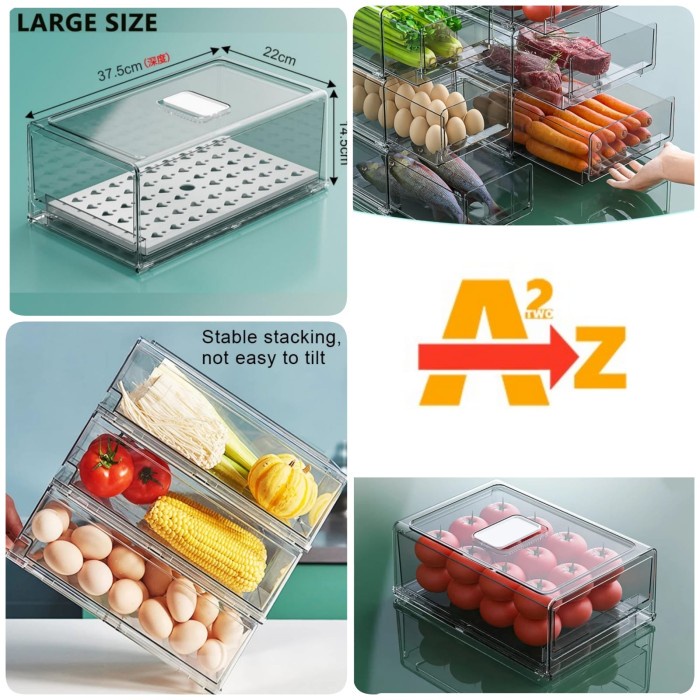 Fridge Storage Food Storage Box Organizer Kulkas Laci Sayur Buah L