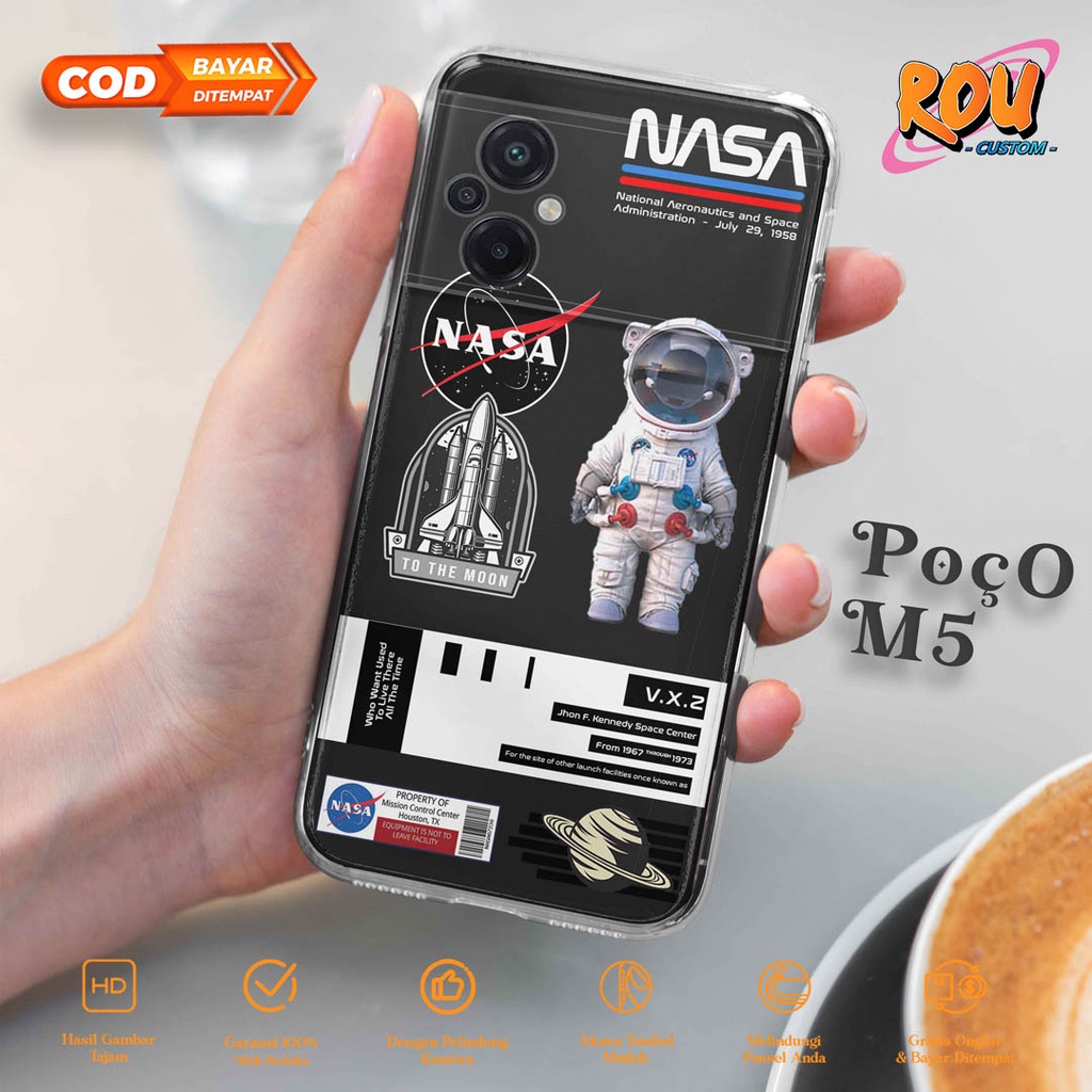 Case POCO M5 M5 PRO M5S M3 M3 PRO 5G Rou Custom [ Nasa Astronot ] Casing Hp Aesthetic Kesing Hp Kara