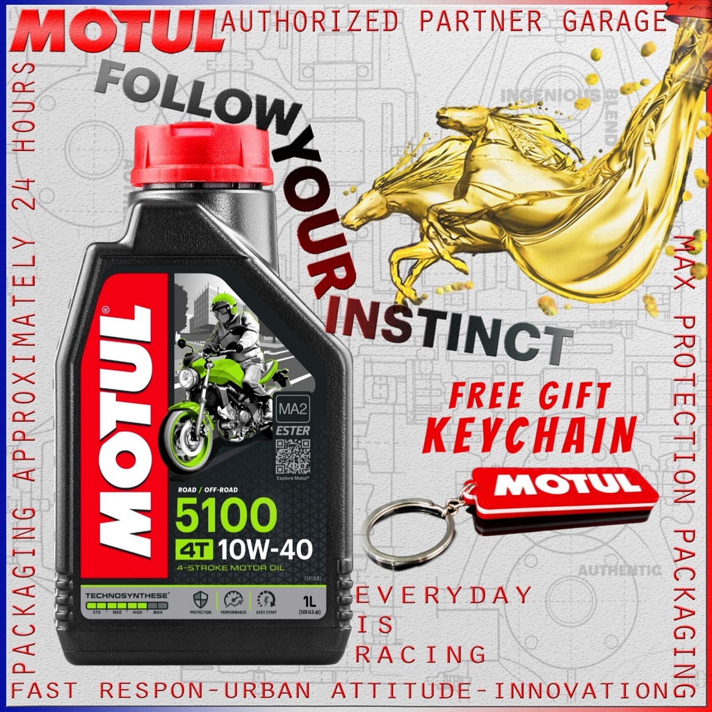 MOTUL 5100 4T 10W40 / 15W50 / 10W30 1000ml OLI MOTOR ESTER IMPORT ORIGINAL TERMURAH SE-INDONESIA BONUS KANEBO atau GANTUNGAN KUNCI