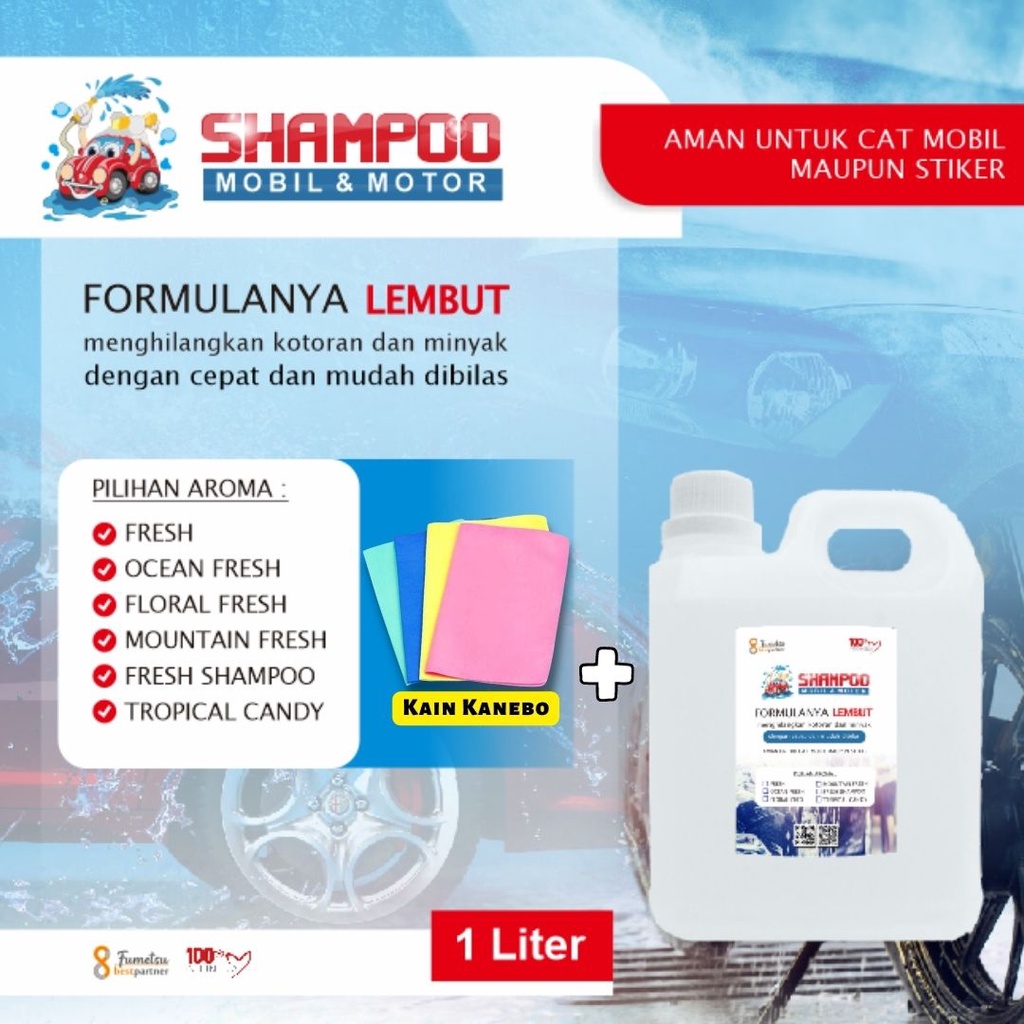 Shampoo Pembersih Cuci Mobil Dan Motor Aroma Segar Wangi Kemasan 1 Liter Jerigen