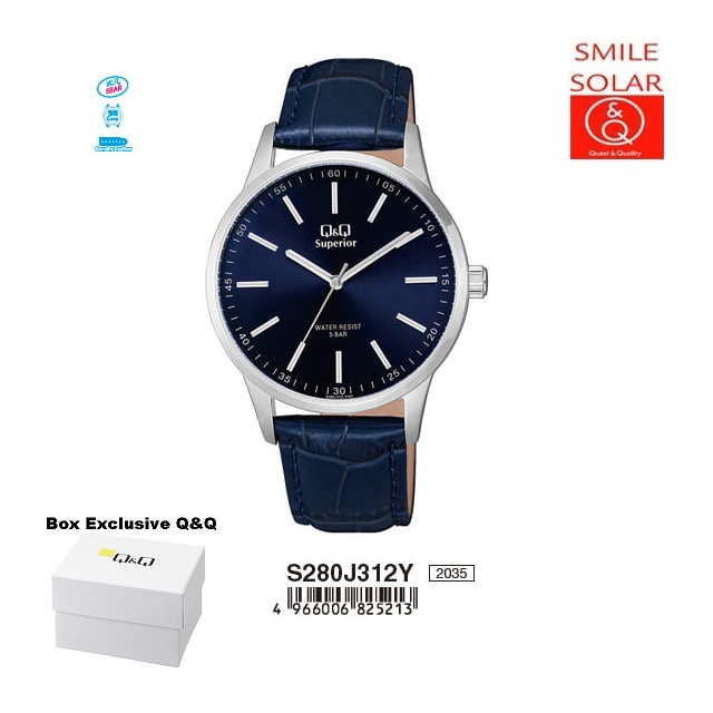 Jam Tangan Pria Stylist Casual Kulit Leather Analog Original Q&amp;Q QnQ QQ S280 S280J Series