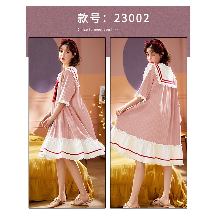 MR-06 dress piyama baju tidur sailor uniform wanita lengan pendek renda lolita putih import jepang