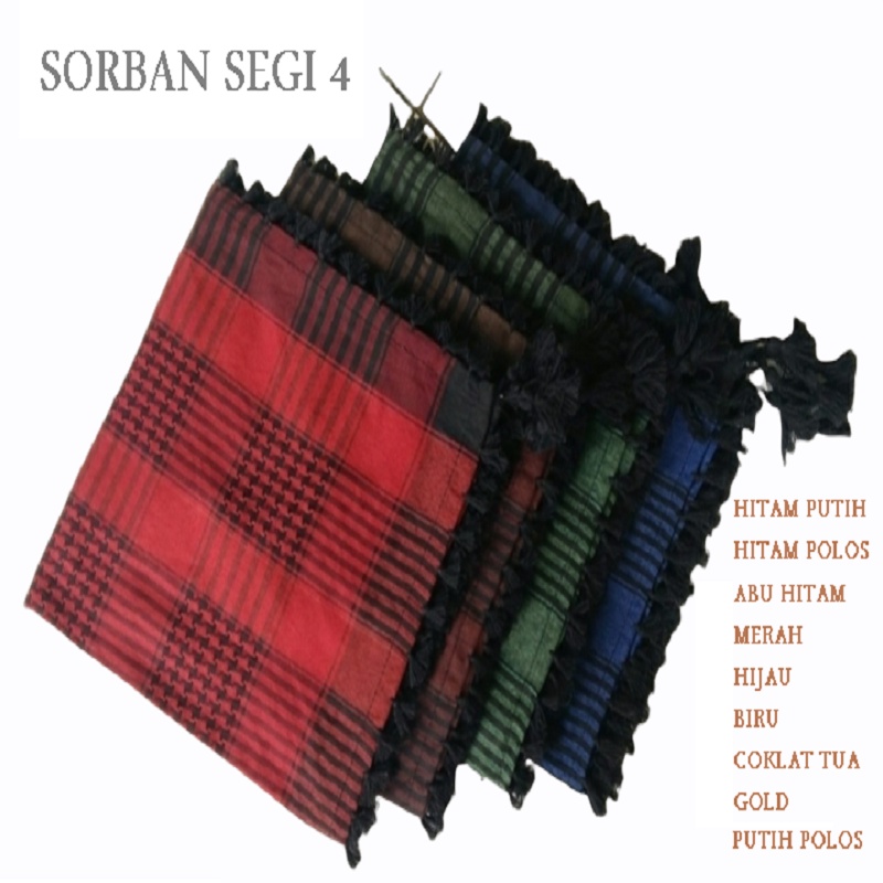 Premium Sorban Putih Polos Rumbai Ronce Segi Empat Sorban Haji Putih Sorban Santri Sorban Keren