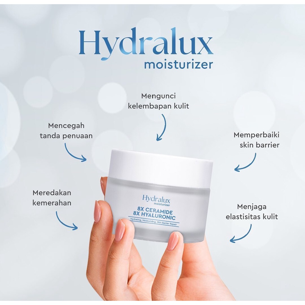 HYDRALUX MOISTURIZER BY KYMMSKIN 30GR MOISTURIZER PELEMBAB WAJAH HYDRALUX KYMMSKIN ORIGINAL MURAH