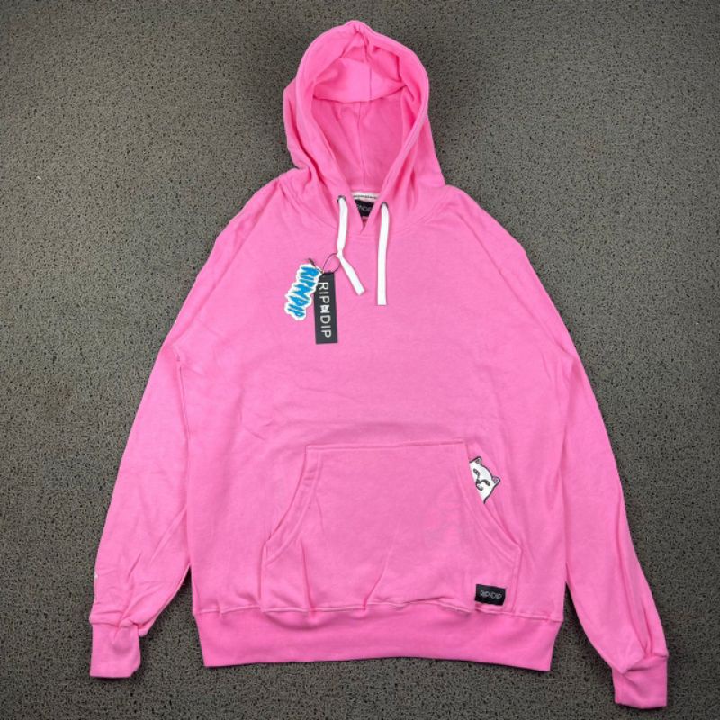 HOODIE RIPNDIP PINK FULL TAG LABEL CASUAL