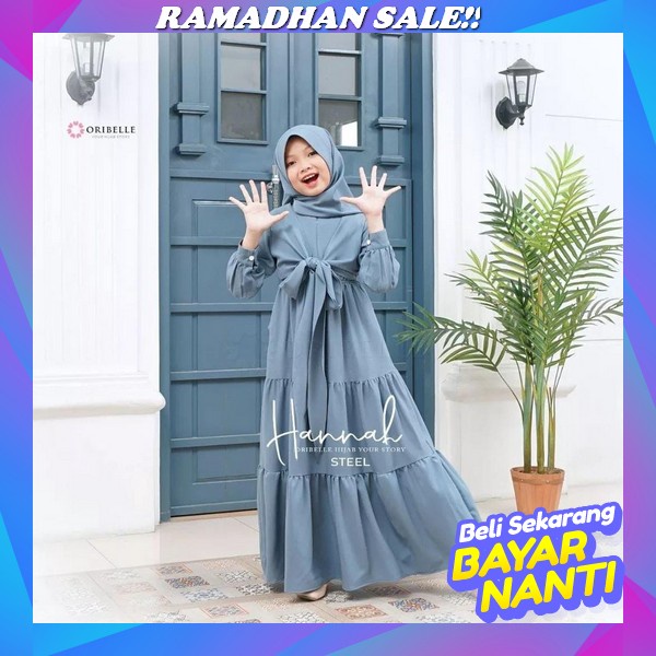 Baju Dress Anak Perempuan Tanggung Umur 11 12 13 Tahun Alika Dress Bahan Crinkle Airflow Gamis Anak 