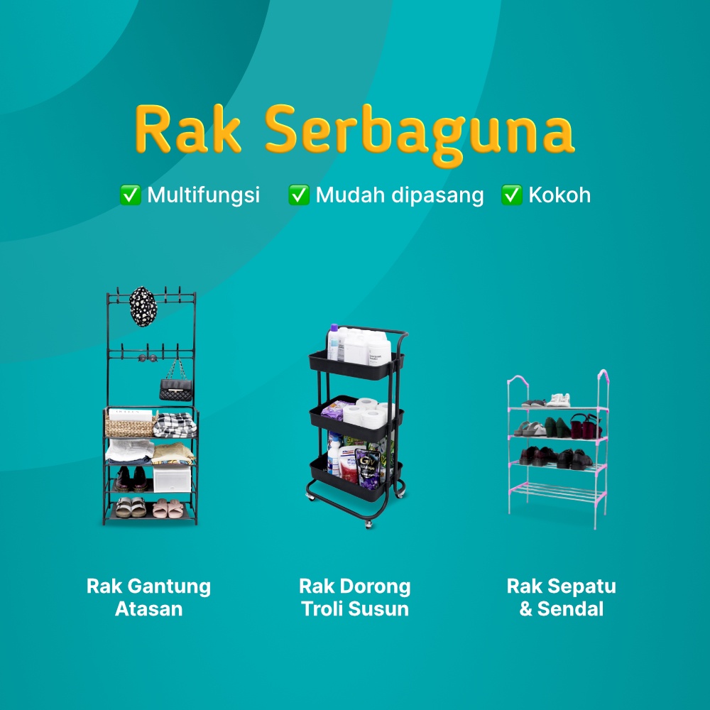 Rak Penyimpanan Multifungsi Untuk Baju, Sepatu, Tas, Topi, Stand Hanger, Gantungan - Mufid