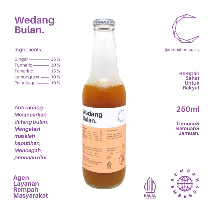 

Minuman Jahe - Wedang Bulan - Minuman Kesehatan - kemasan bottle 250ml