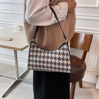 Houndstooth Pattern Baguette Bag Single Shoulder Bag 10075