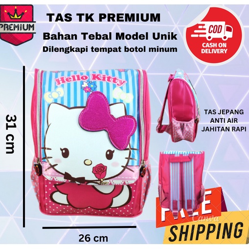 FREE ONGKIR + PROMO TERMURAH !!! Tas Ransel Sekolah TK Hello Kitty Jepang Rose Gold Polkadot