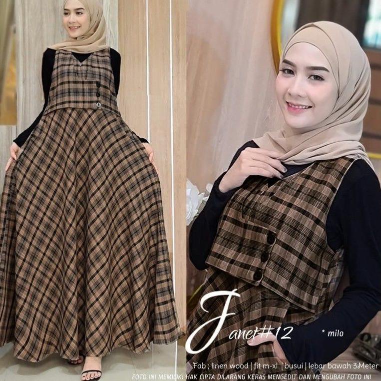 MURAH BANGET RALYN - OVERALL JANET OUTER JANET WOOL IMPORT ORI,OUTER KOTAK KOTAK JANET UWAIS RALYN (