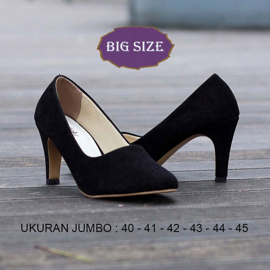 CHRISTY X ZAGIB | Sepatu Wanita Black Formal Heels Pantofel Pesta Kantor Ukuran Besar 40-45 Big Size