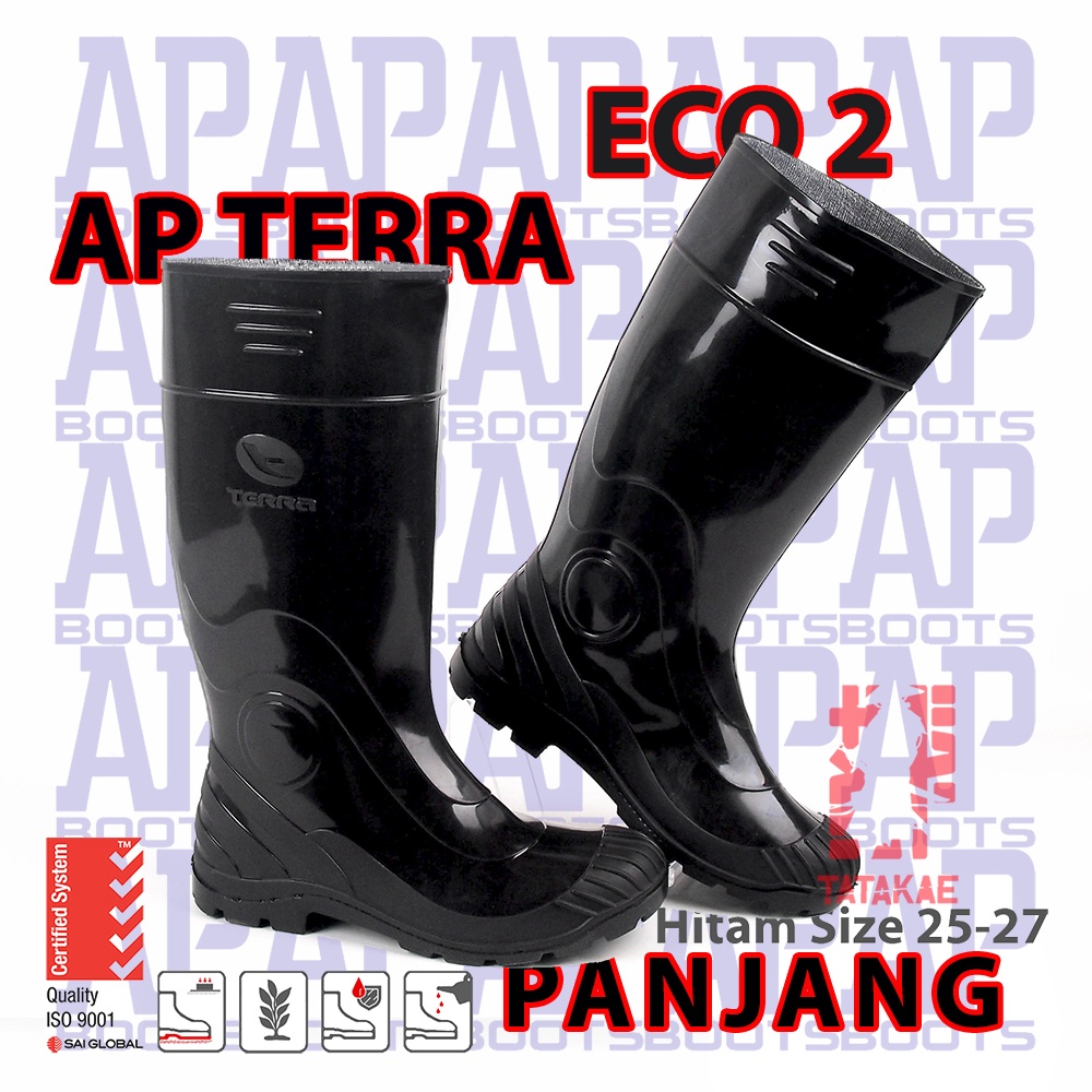 Sepatu AP Boots AP TERRA ECO 2 HITAM Sepatu Proyek Berkebun Panjang 34 cm