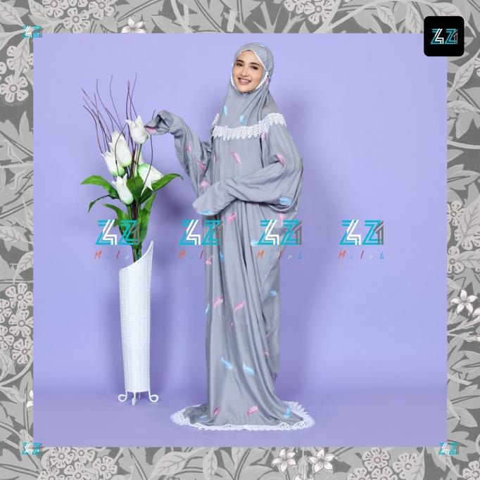 OFF MILCH Mukena Terusan Dewasa Double Renda Bordir Daun Noah