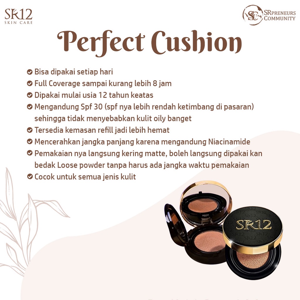 PERFECT CUSHION SR12 / FULL COVERAGE / OIL CONTROL &amp; LONG LASTING / MENGANDUNG SPF 30