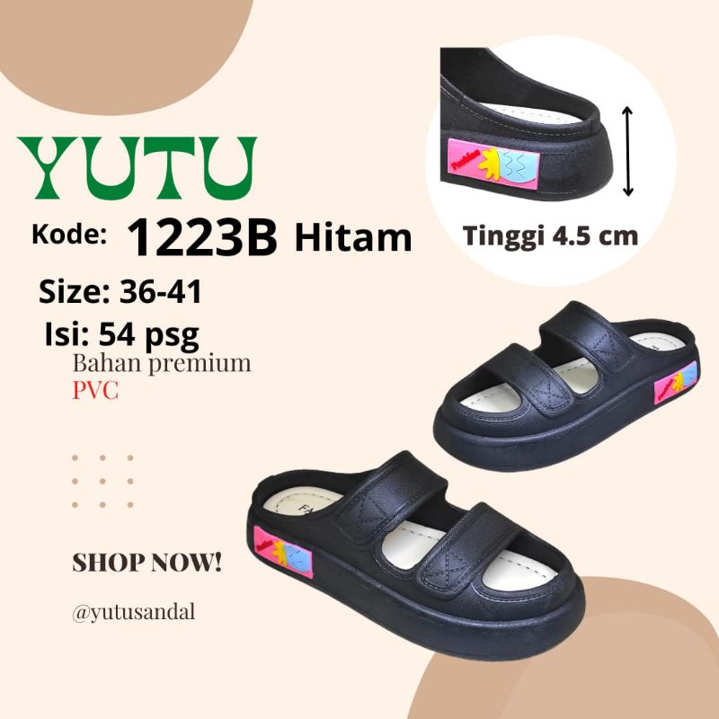 Sandal Wedges Ban 2 Jelly Wanita Viral Hitam Terbaru