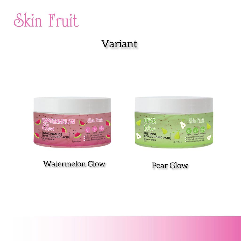 Vienna-Skin Fruit Body Scrub - Lulur Badan Glowing Watermelon &amp; Pear Glow 250gr