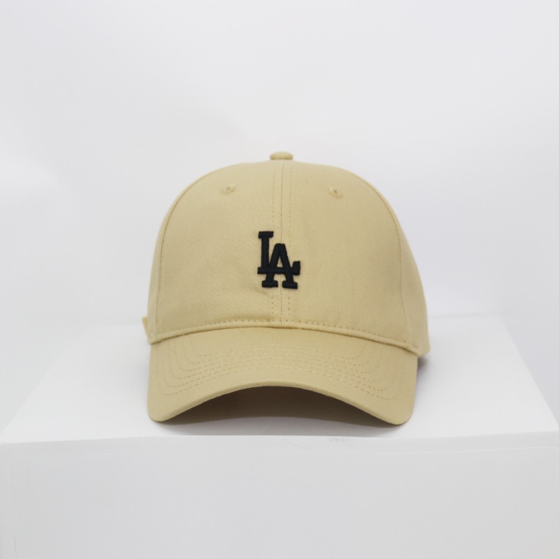 Topi MLB Korea Los Angeles Dodgers Bordir Beige Black Small Logo IMPORT